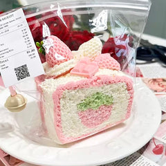 Pink Strawberry Toast Creamy Clay Slow Rebound Soft Squish Taba Squishy Sensory Fidget Toy for Stress Relief