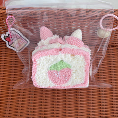 Pink Strawberry Toast Creamy Clay Slow Rebound Soft Squish Taba Squishy Sensory Fidget Toy for Stress Relief