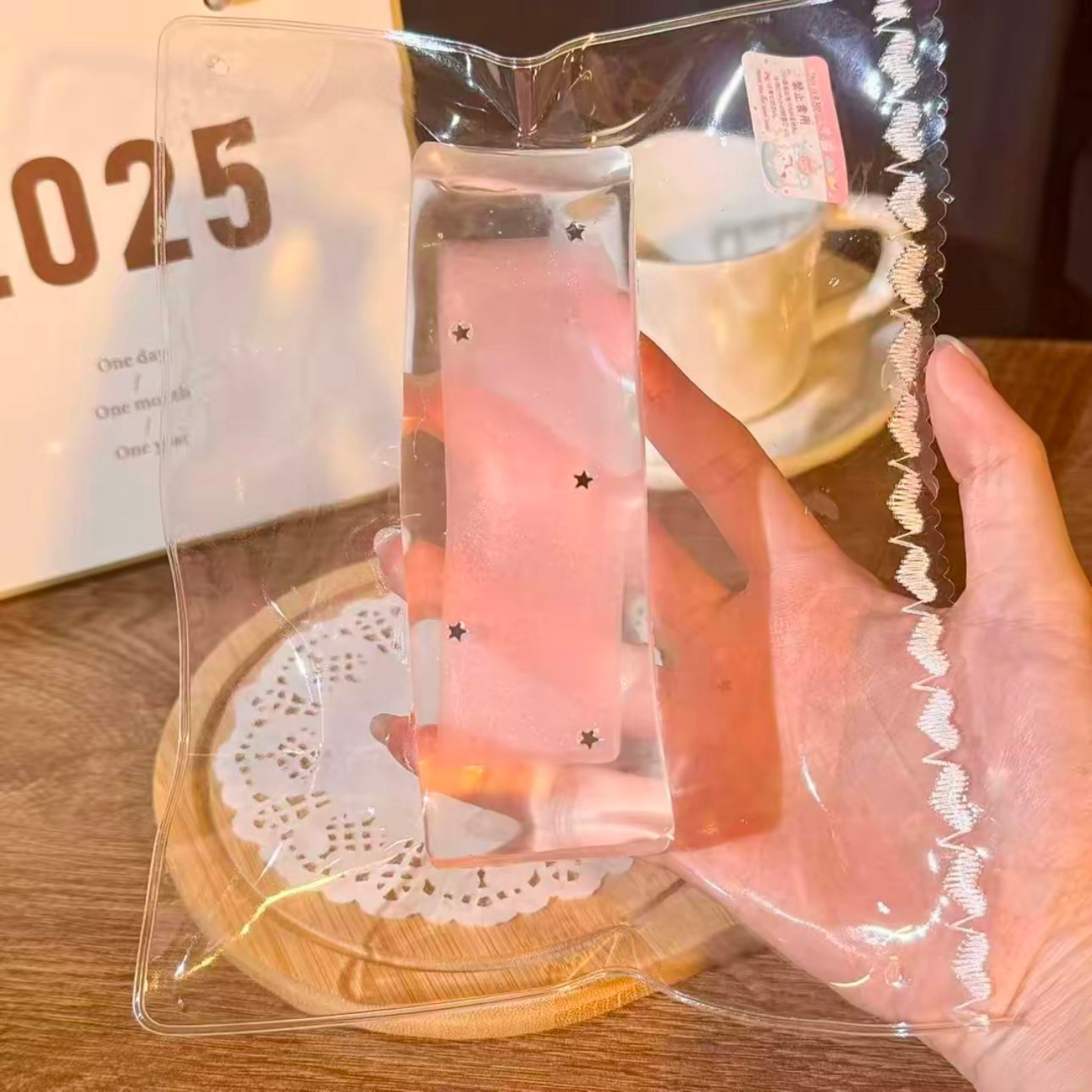 Clear Glitter Pink Long Ice Squishy-LIVE