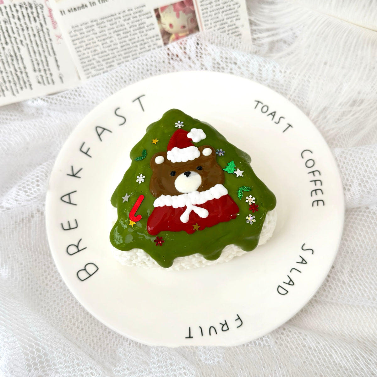 Christmas Bear Creamy Clay Slow Rebound Soft Squish Taba Squishy Sensory Fidget Toy for Stress Relief