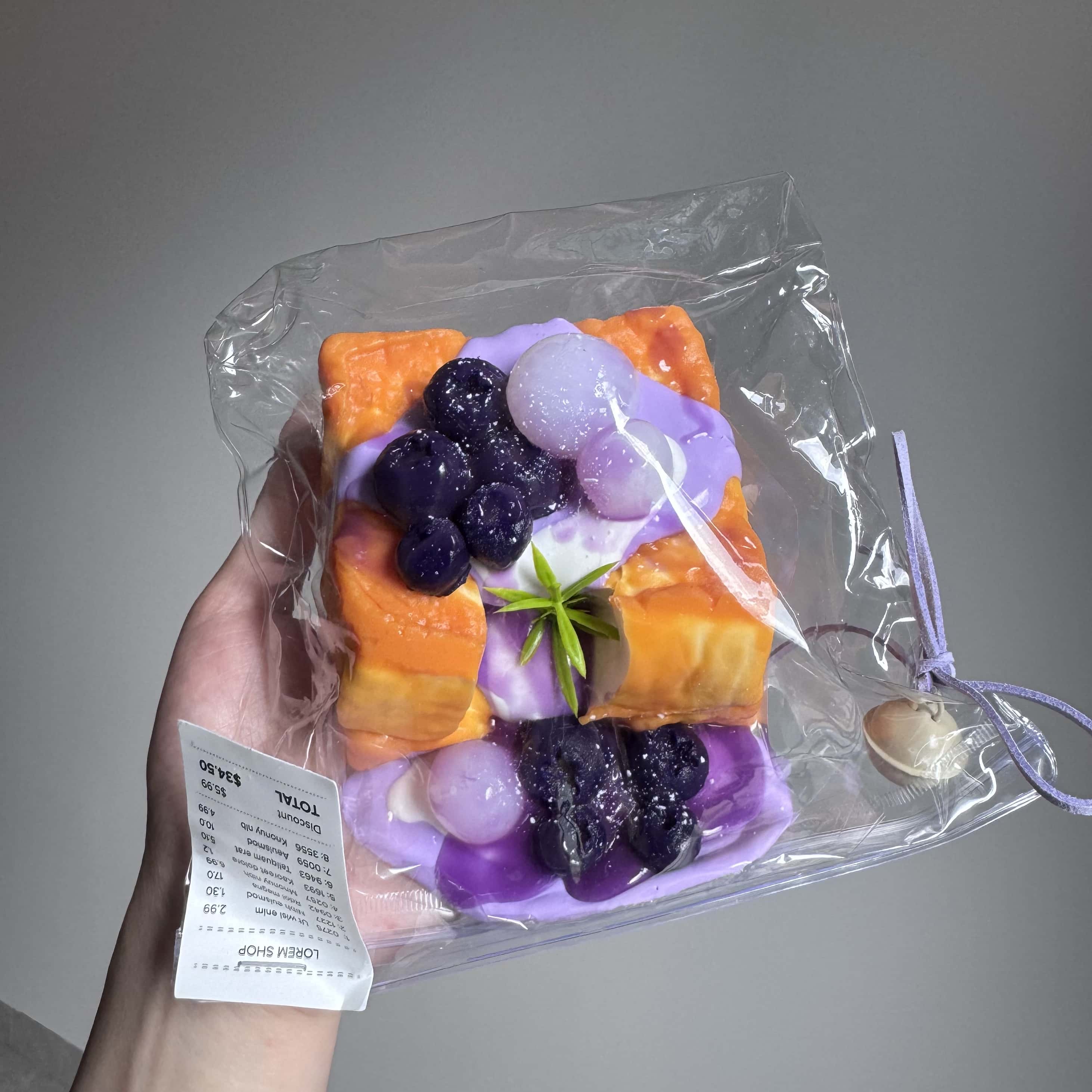 Blueberry Flow Double Toast Creamy Clay Slow Rebound Soft Squish Taba Squishy Sensory Fidget Toy for Stress Relief