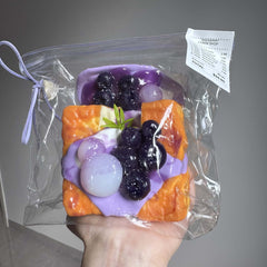 Blueberry Flow Double Toast Creamy Clay Slow Rebound Soft Squish Taba Squishy Sensory Fidget Toy for Stress Relief