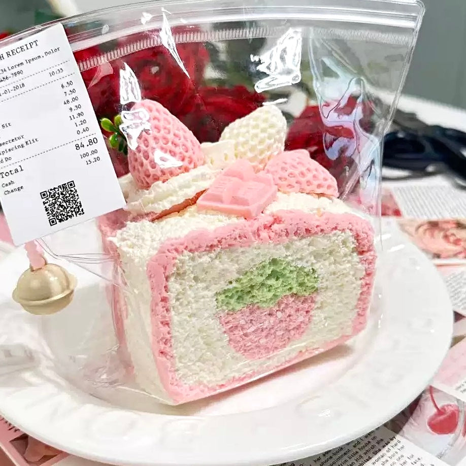 Pink Strawberry Toast Creamy Clay Slow Rebound Soft Squish Taba Squishy Sensory Fidget Toy for Stress Relief