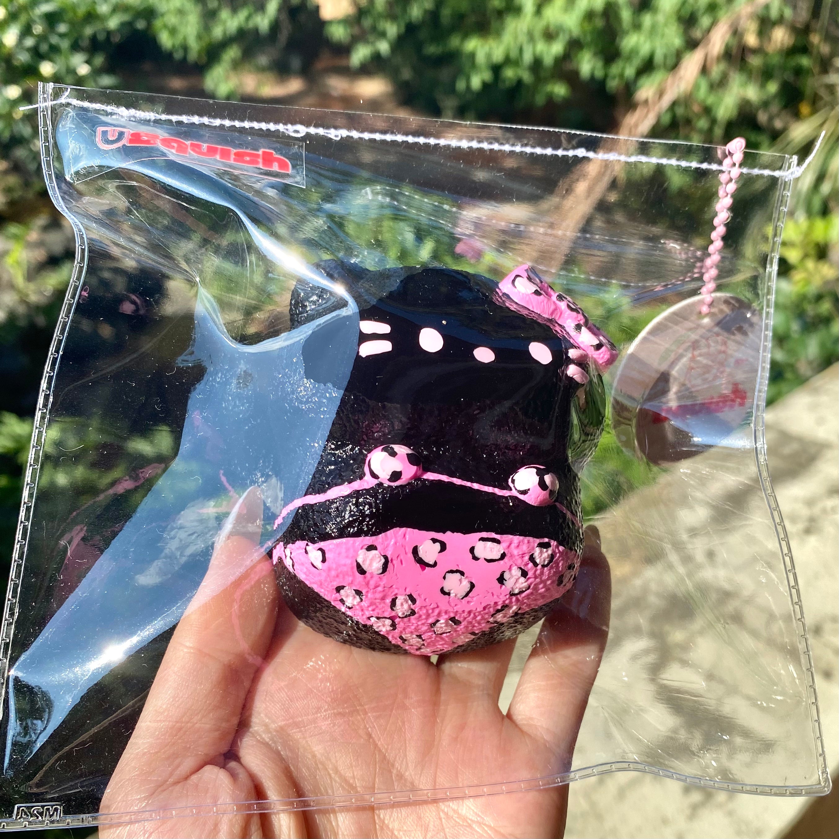 【Usquish】Bikini KT Black Skin Pink Leopard Soft Cheese Texture