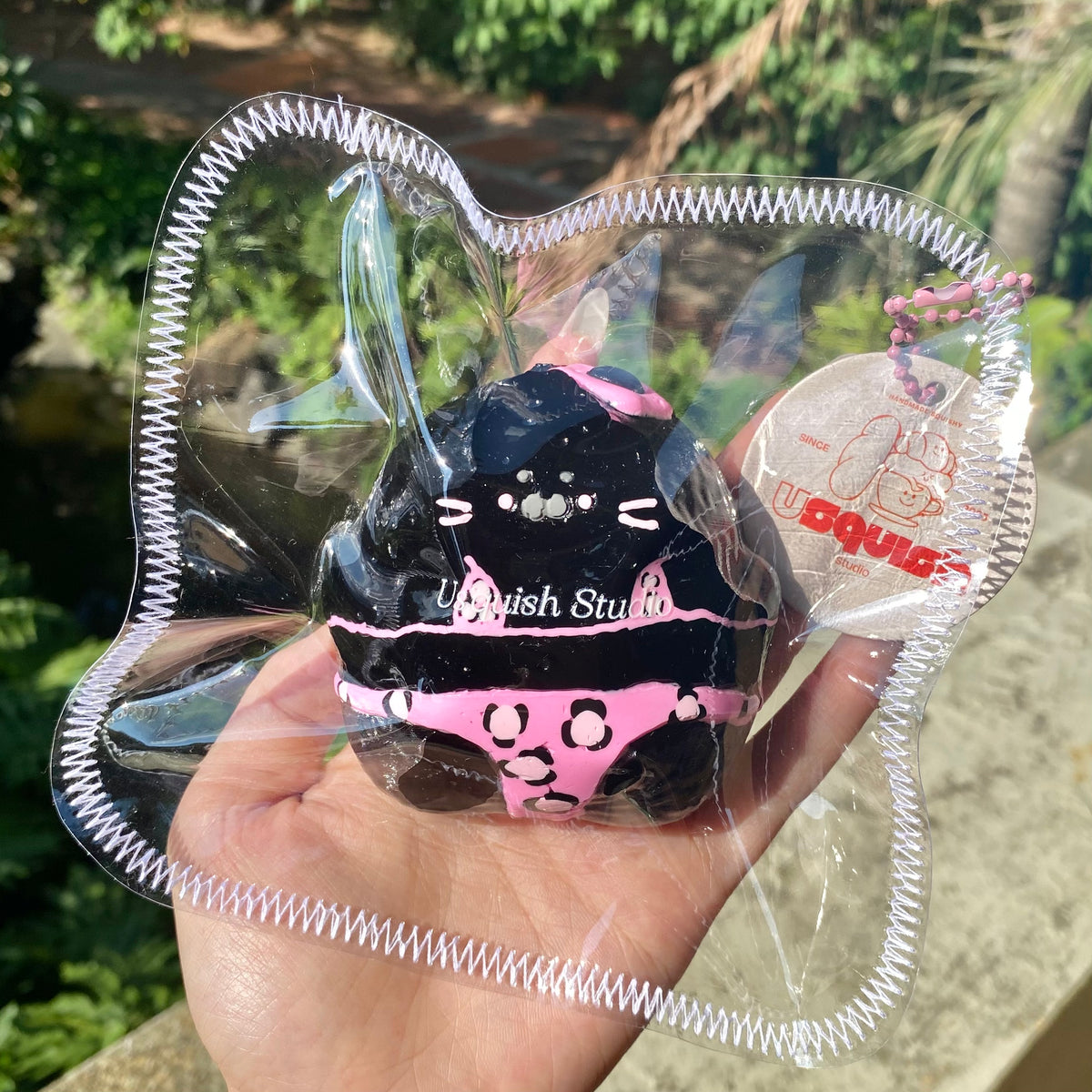 【Usquish】Bikini Seal Black Skin Pink Leopard Soft Cheese Texture Slow Rising