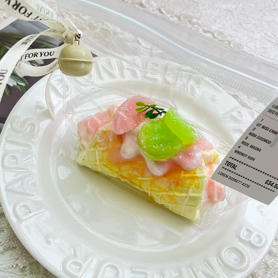 Peach Waffle Roll Creamy Clay Slow Rebound Handmade Taba Squishy Sensory Fidget Toy for Stress Relief