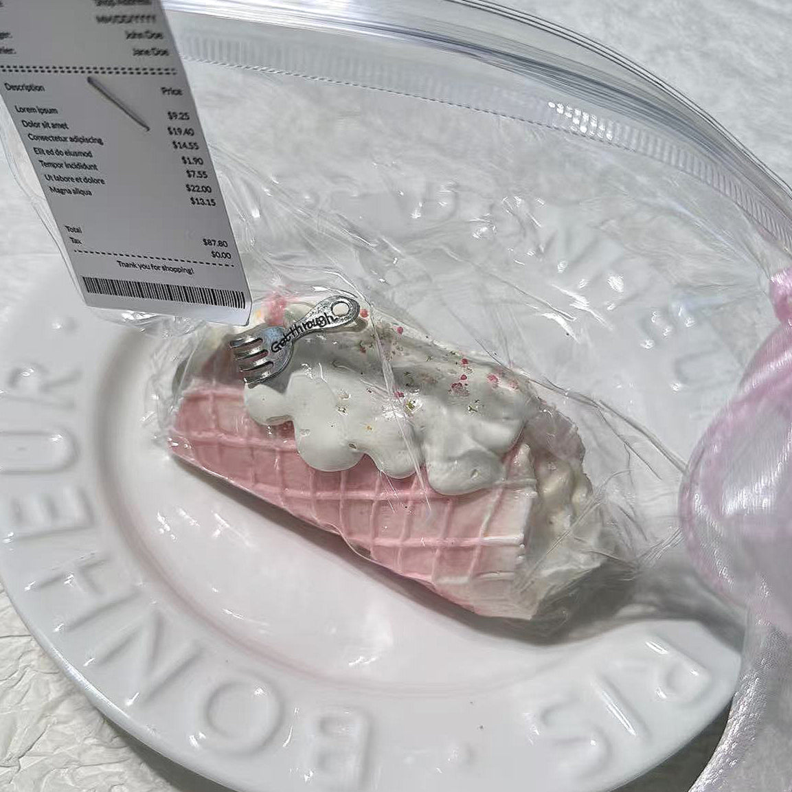 Pink Waffle Roll Creamy Clay Slow Rebound Handmade Taba Squishy Sensory Fidget Toy for Stress Relief