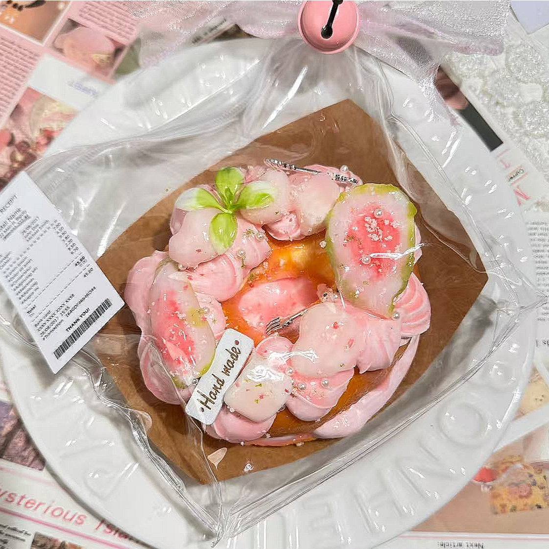 Pink Fig Big Bagel Creamy Clay Slow Rebound Soft Squish Taba Squishy Sensory Fidget Toy for Stress Relief