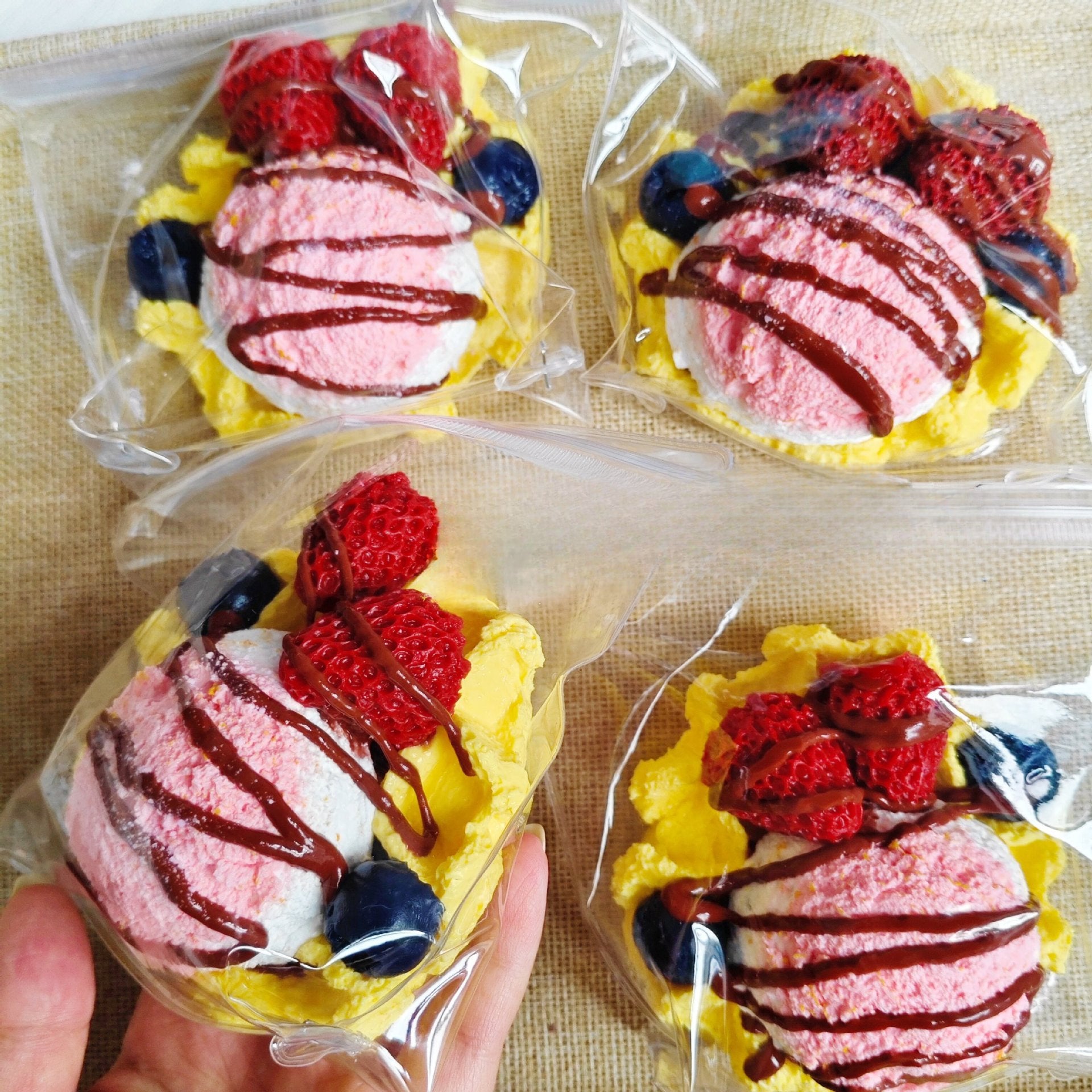 165g Fruit Ice Cream Waffles Taba Squishy Food