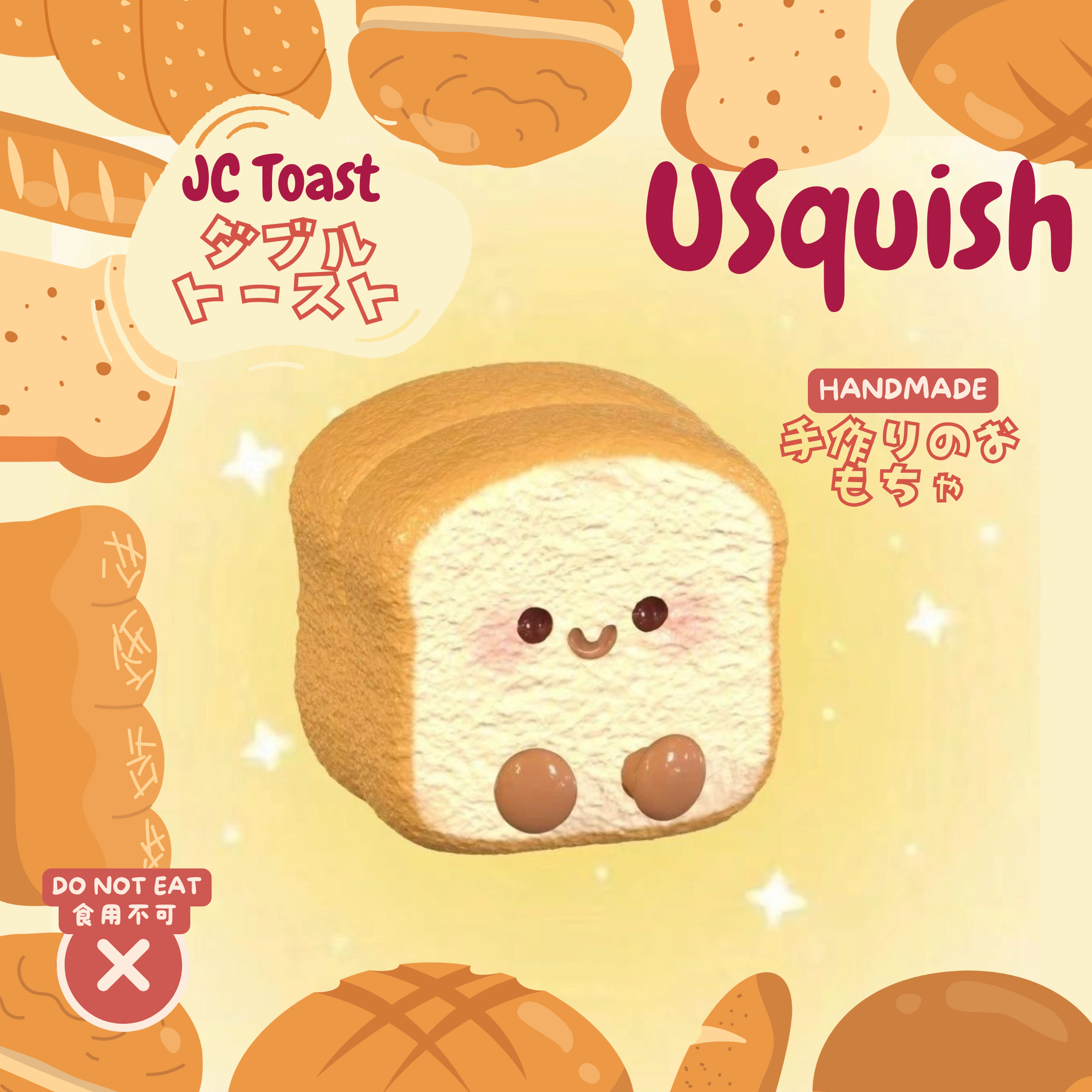 JC Toast Creamy Clay Slow Rebound Soft Squish Taba Squishy Sensory Fidget Toy for Stress Relief