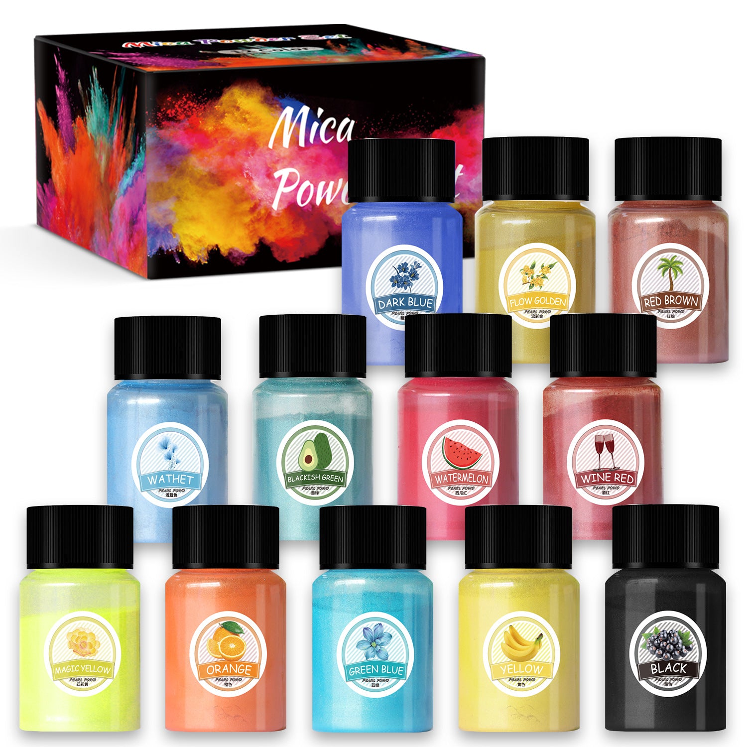 14g 20ml 12-color Mica Powder Squishy DIY Dyeing Material