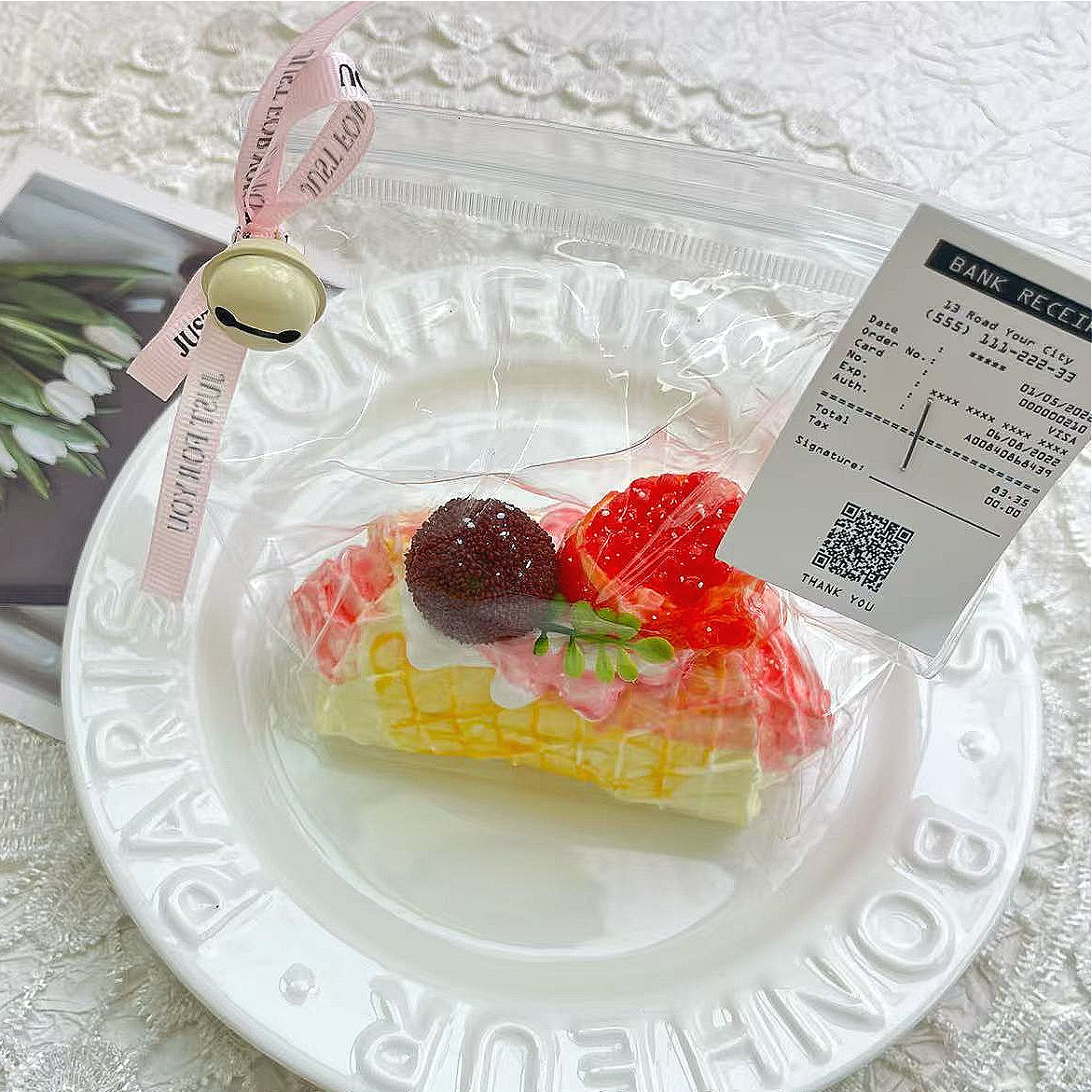 Pomegranate Waffle Roll Creamy Clay Slow Rebound Handmade Taba Squishy Sensory Fidget Toy for Stress Relief